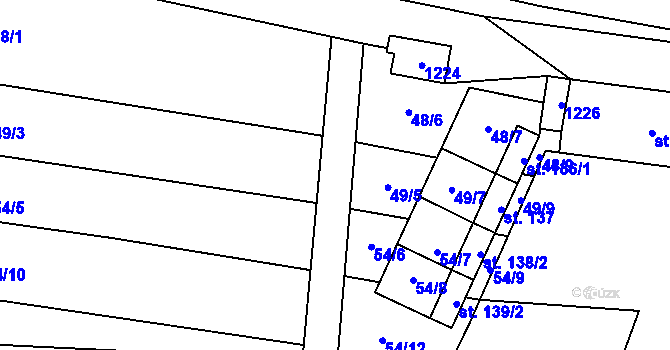 Parcela st. 49/4 v KÚ Koválovice u Tištína, Katastrální mapa