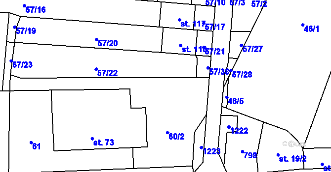 Parcela st. 57/26 v KÚ Koválovice u Tištína, Katastrální mapa