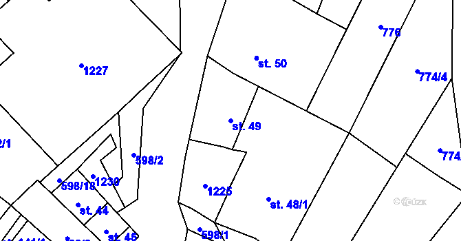 Parcela st. 49 v KÚ Koválovice u Tištína, Katastrální mapa
