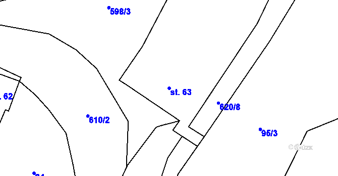 Parcela st. 63 v KÚ Koválovice u Tištína, Katastrální mapa