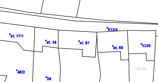Parcela st. 87 v KÚ Koválovice u Tištína, Katastrální mapa