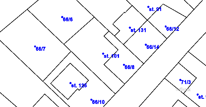 Parcela st. 101 v KÚ Koválovice u Tištína, Katastrální mapa
