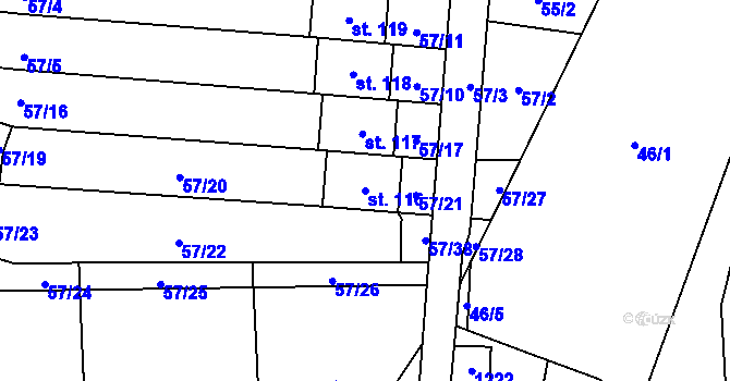 Parcela st. 116 v KÚ Koválovice u Tištína, Katastrální mapa