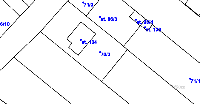 Parcela st. 70/3 v KÚ Koválovice u Tištína, Katastrální mapa