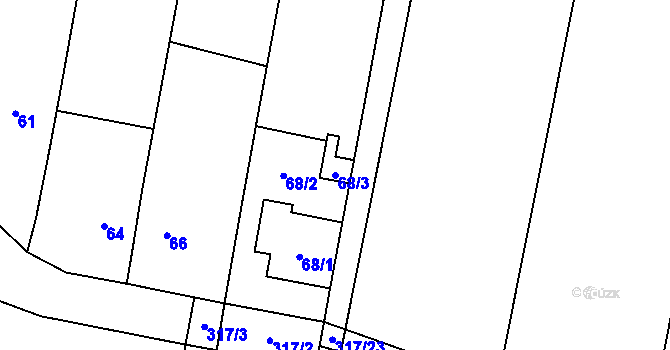 Parcela st. 68/3 v KÚ Kovalovice u Kojetína, Katastrální mapa