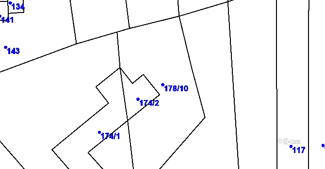 Parcela st. 178/10 v KÚ Kovalovice u Kojetína, Katastrální mapa