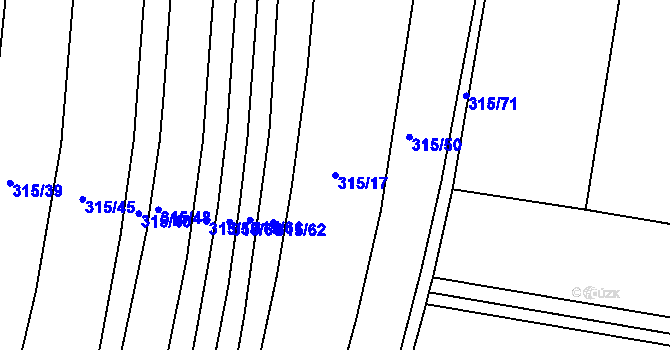 Parcela st. 315/17 v KÚ Kovalovice u Kojetína, Katastrální mapa