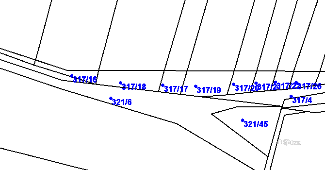 Parcela st. 317/17 v KÚ Kovalovice u Kojetína, Katastrální mapa