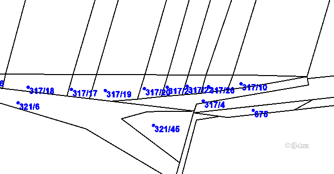 Parcela st. 317/21 v KÚ Kovalovice u Kojetína, Katastrální mapa