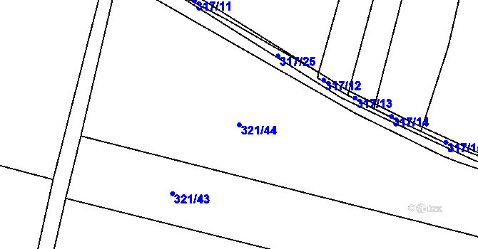 Parcela st. 321/44 v KÚ Kovalovice u Kojetína, Katastrální mapa