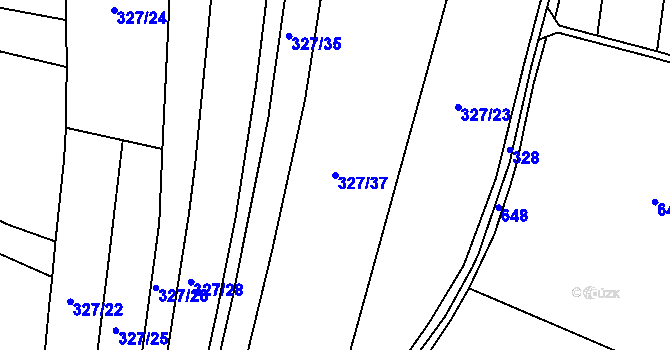 Parcela st. 327/37 v KÚ Kovalovice u Kojetína, Katastrální mapa