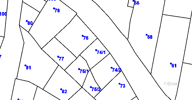 Parcela st. 74/1 v KÚ Kovalovice u Kojetína, Katastrální mapa
