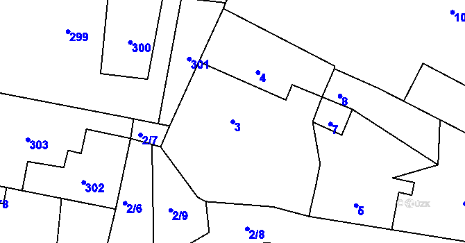 Parcela st. 3 v KÚ Kovalovice u Kojetína, Katastrální mapa