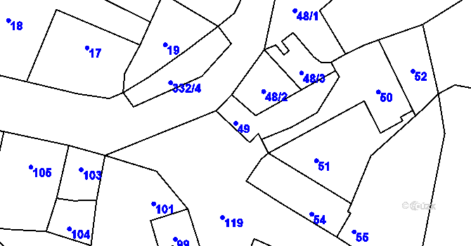 Parcela st. 49 v KÚ Kovalovice u Kojetína, Katastrální mapa
