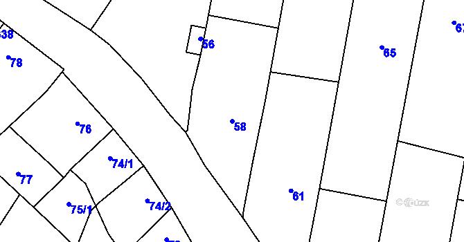 Parcela st. 58 v KÚ Kovalovice u Kojetína, Katastrální mapa