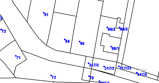 Parcela st. 66 v KÚ Kovalovice u Kojetína, Katastrální mapa
