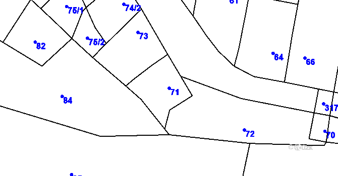 Parcela st. 71 v KÚ Kovalovice u Kojetína, Katastrální mapa