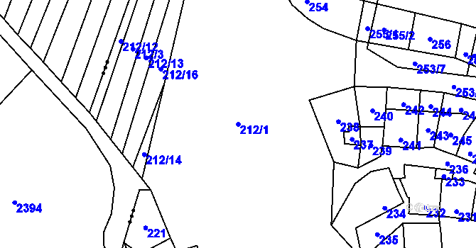 Parcela st. 212/1 v KÚ Kovalovice u Kojetína, Katastrální mapa