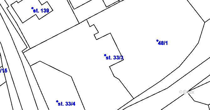 Parcela st. 33/3 v KÚ Kovanec, Katastrální mapa