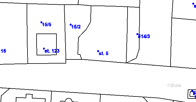 Parcela st. 5 v KÚ Chvalovice u Nymburka, Katastrální mapa