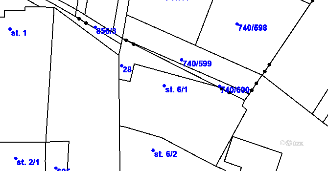Parcela st. 6/1 v KÚ Chvalovice u Nymburka, Katastrální mapa