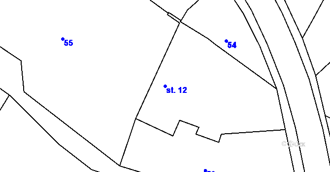 Parcela st. 12 v KÚ Chvalovice u Nymburka, Katastrální mapa