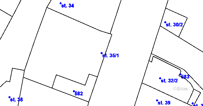 Parcela st. 35/1 v KÚ Chvalovice u Nymburka, Katastrální mapa