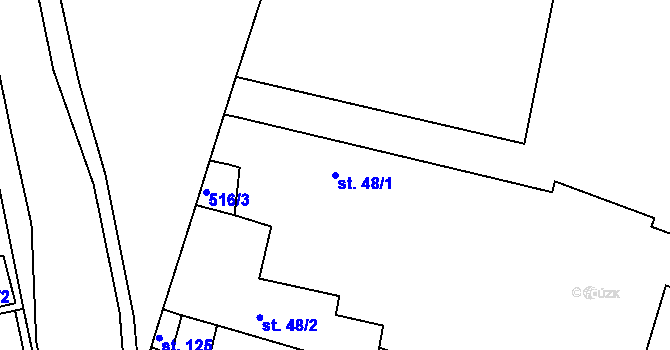 Parcela st. 48/1 v KÚ Chvalovice u Nymburka, Katastrální mapa