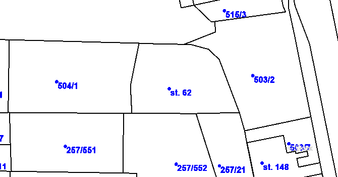 Parcela st. 62 v KÚ Chvalovice u Nymburka, Katastrální mapa