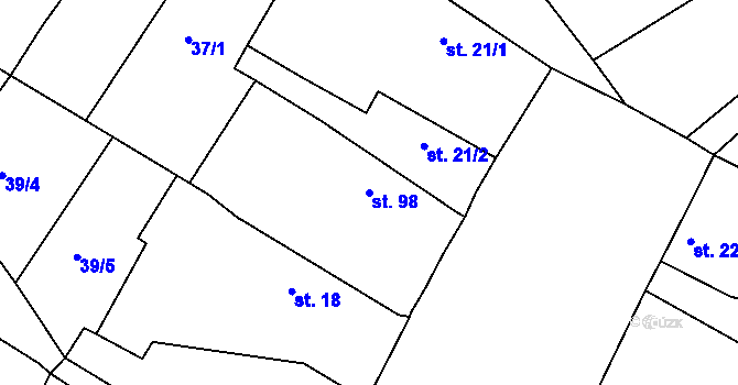 Parcela st. 98 v KÚ Chvalovice u Nymburka, Katastrální mapa