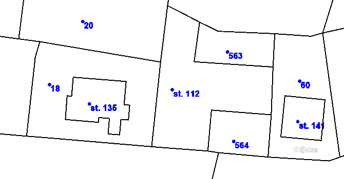 Parcela st. 112 v KÚ Chvalovice u Nymburka, Katastrální mapa