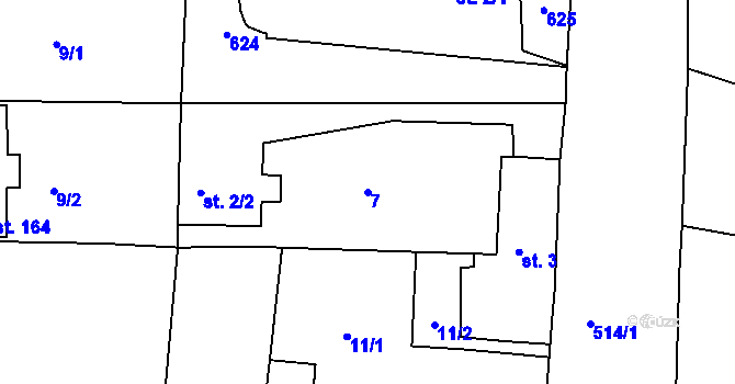 Parcela st. 7 v KÚ Chvalovice u Nymburka, Katastrální mapa