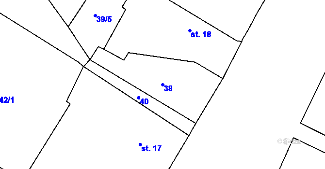 Parcela st. 38 v KÚ Chvalovice u Nymburka, Katastrální mapa