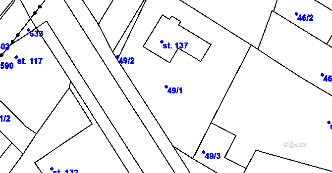 Parcela st. 49/1 v KÚ Chvalovice u Nymburka, Katastrální mapa