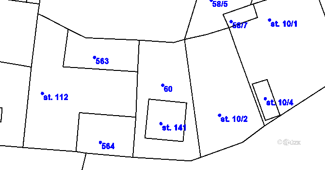 Parcela st. 60 v KÚ Chvalovice u Nymburka, Katastrální mapa