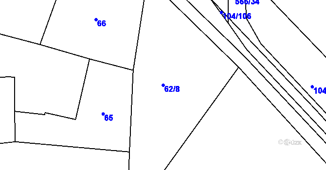 Parcela st. 62/8 v KÚ Chvalovice u Nymburka, Katastrální mapa