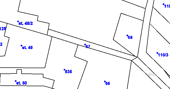 Parcela st. 67 v KÚ Chvalovice u Nymburka, Katastrální mapa