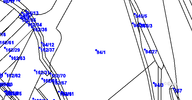 Parcela st. 94/1 v KÚ Chvalovice u Nymburka, Katastrální mapa