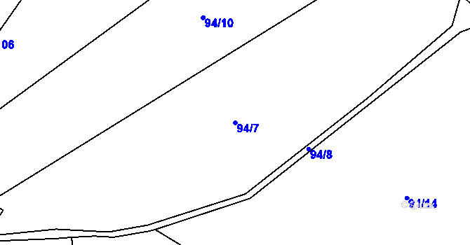 Parcela st. 94/7 v KÚ Chvalovice u Nymburka, Katastrální mapa