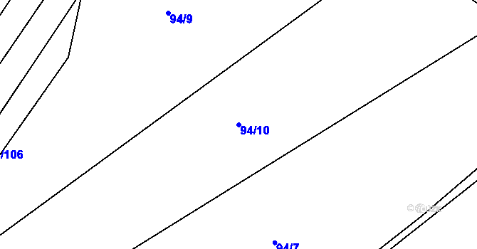 Parcela st. 94/10 v KÚ Chvalovice u Nymburka, Katastrální mapa