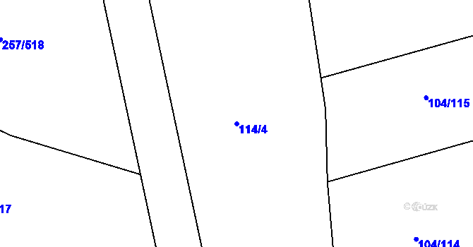 Parcela st. 114/4 v KÚ Chvalovice u Nymburka, Katastrální mapa