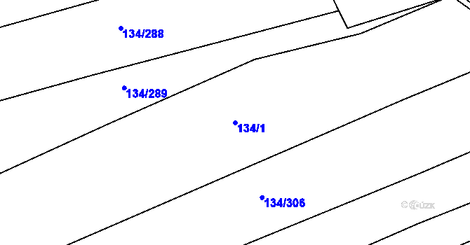 Parcela st. 134/1 v KÚ Chvalovice u Nymburka, Katastrální mapa