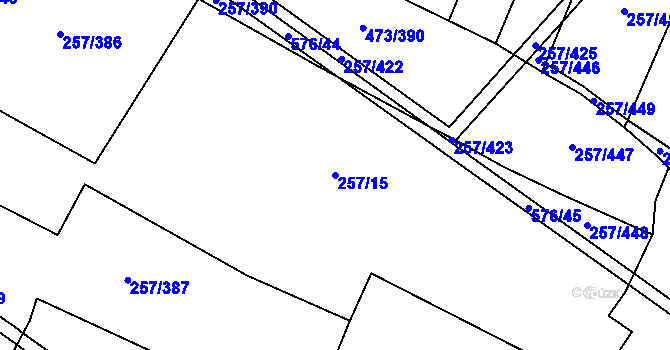 Parcela st. 257/15 v KÚ Chvalovice u Nymburka, Katastrální mapa