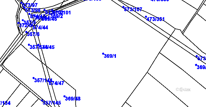 Parcela st. 369/1 v KÚ Chvalovice u Nymburka, Katastrální mapa