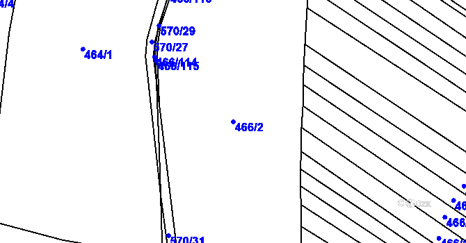 Parcela st. 466/2 v KÚ Chvalovice u Nymburka, Katastrální mapa