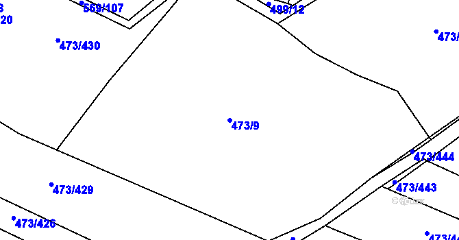 Parcela st. 473/9 v KÚ Chvalovice u Nymburka, Katastrální mapa