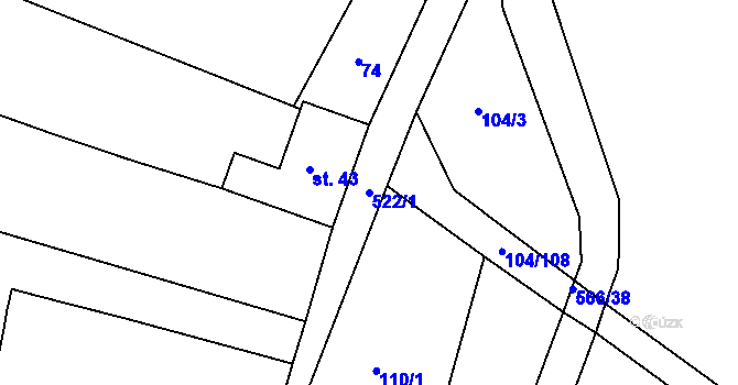 Parcela st. 522/1 v KÚ Chvalovice u Nymburka, Katastrální mapa
