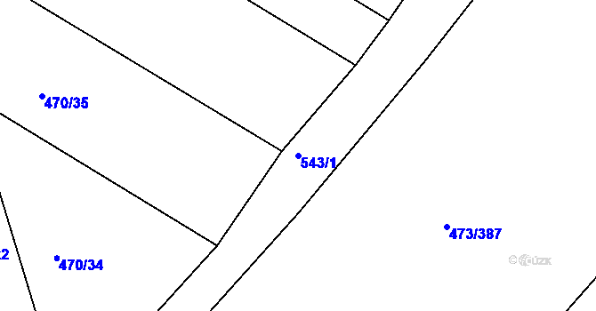 Parcela st. 543/1 v KÚ Chvalovice u Nymburka, Katastrální mapa