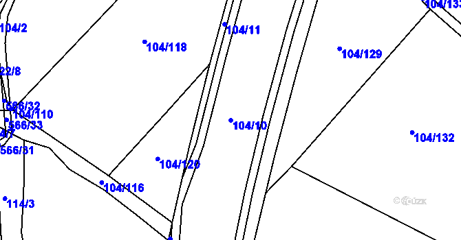 Parcela st. 104/10 v KÚ Chvalovice u Nymburka, Katastrální mapa