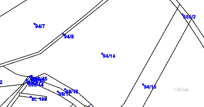 Parcela st. 94/14 v KÚ Chvalovice u Nymburka, Katastrální mapa